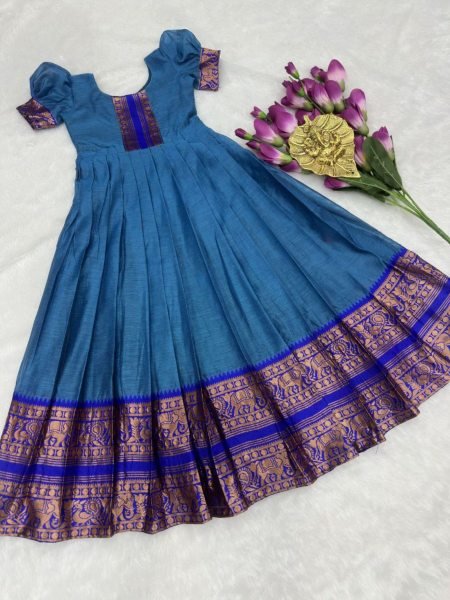 Designer Mom Daughter Gown Set Full Flair Cotton Silk Banarasi Style Ready to Ship at Manufacturer Rate Mom-Doughter Collection
