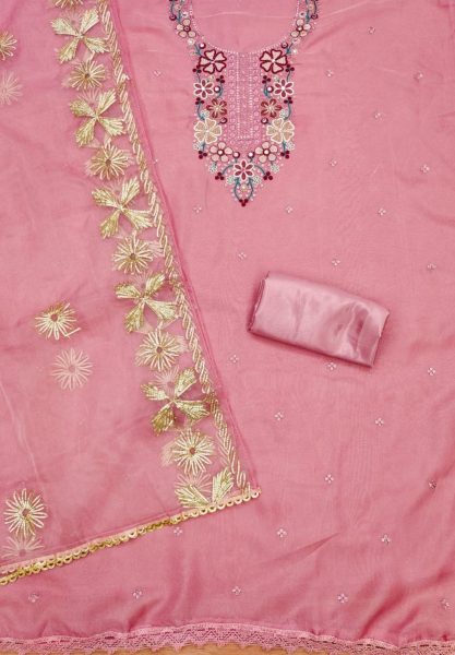 Designer Organza Dress Material With Gota Work Color Set Matching Dress Material Wholesale