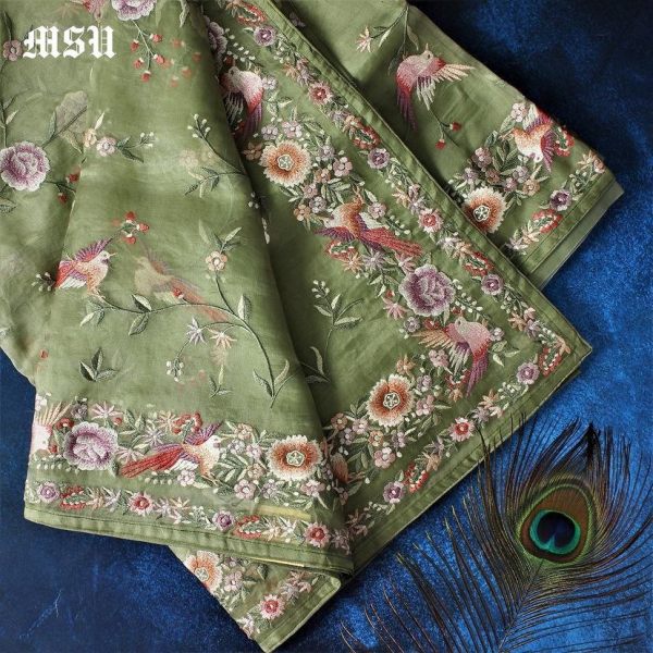 Designer Organza Saree with Diamond Silk Blouse – Showroom Quality  Organza Sarees Wholesale