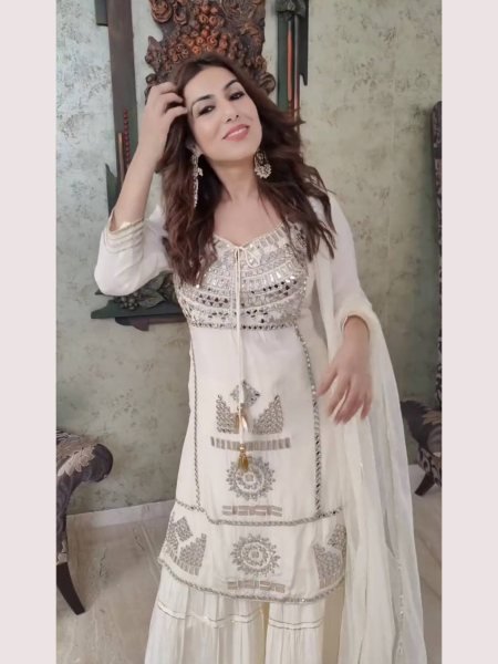 Designer Party  Wear Faux Georgette White  Palazzo set with Dupatta Designer Plazzo Salwar Suits Wholesale