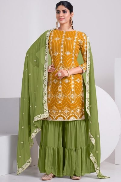 Designer  party Wear Fox Georgette Sharara Plazzo Suit Designer Plazzo Salwar Suits Wholesale