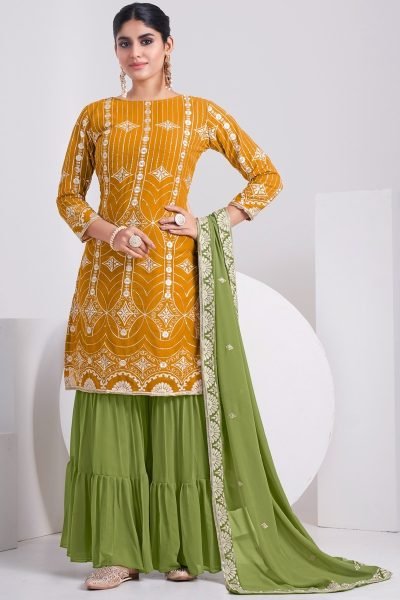 Designer  party Wear Fox Georgette Sharara Plazzo Suit Designer Plazzo Salwar Suits Wholesale