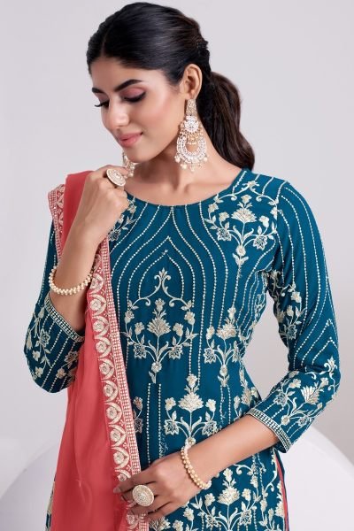 Designer  party Wear Fox Georgette Sharara Plazzo Suit Designer Plazzo Salwar Suits Wholesale