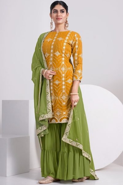 Designer  party Wear Fox Georgette Sharara Plazzo Suit Designer Plazzo Salwar Suits Wholesale