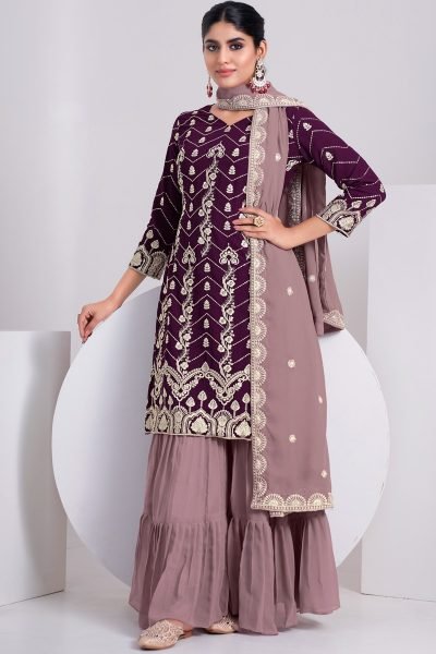 Designer  party Wear Fox Georgette Sharara Plazzo Suit Designer Plazzo Salwar Suits Wholesale