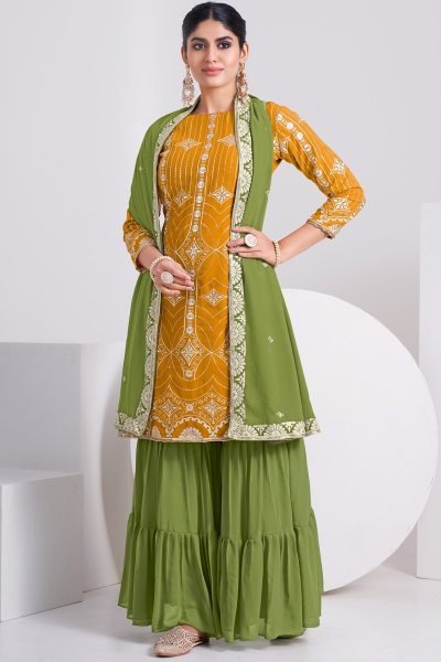 Designer  party Wear Fox Georgette Sharara Plazzo Suit Designer Plazzo Salwar Suits Wholesale