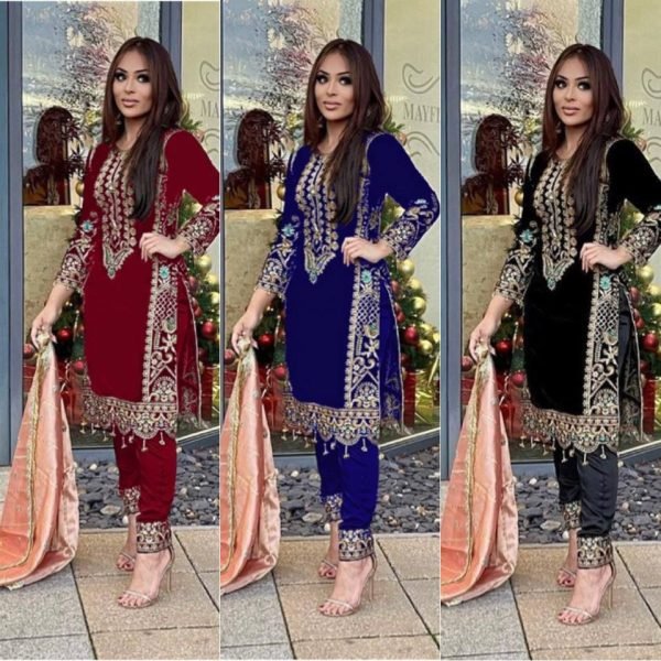 Designer Party Wear Set   Buy Exclusive Velvet Suits  with Embroidery Sequence Work Ready To Wear Collection