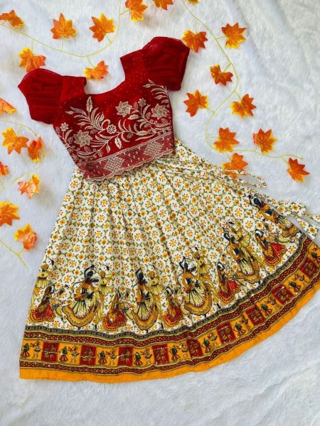 Designer Patola Kids Lehenga in Chinon Silk Kurtis