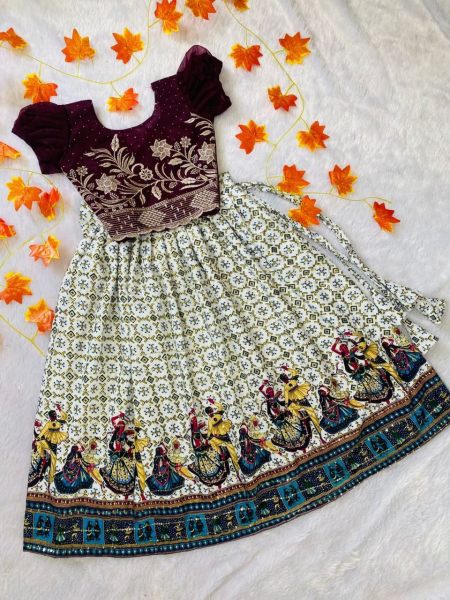 Designer Patola Kids Lehenga in Chinon Silk Girls Wear