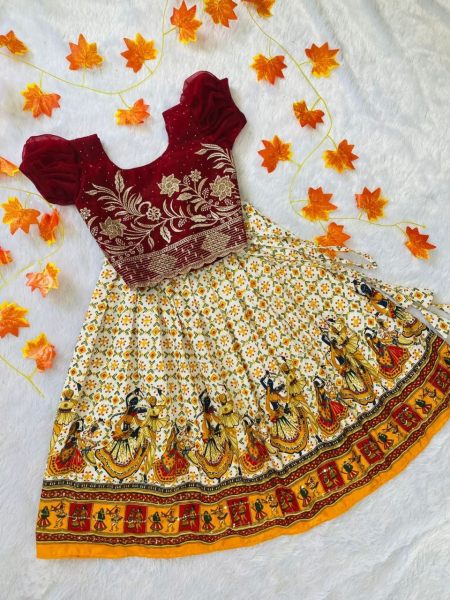 Designer Patola Kids Lehenga in Chinon Silk Girls Wear