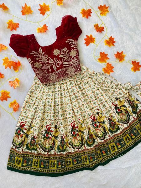 Designer Patola Kids Lehenga in Chinon Silk Girls Wear