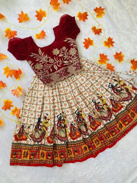 Designer Patola Kids Lehenga in Chinon Silk Girls Wear