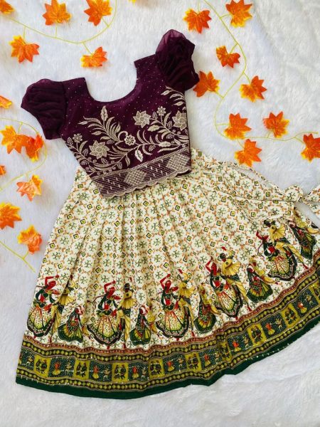 Designer Patola Kids Lehenga in Chinon Silk Girls Wear