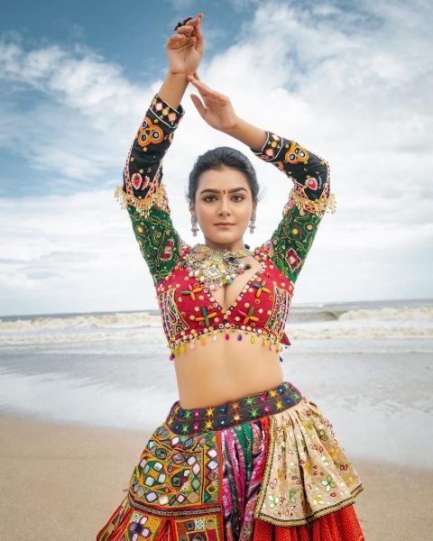 Designer Printed Butter Silk Lehenga Choli With Mirror Work  Navratri Lehnega Choli