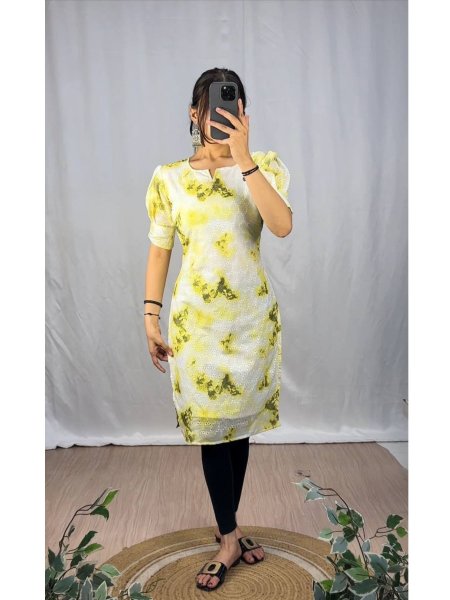 Designer printed Dye Print Aline kurti  Cotton Kurtis Wholesale