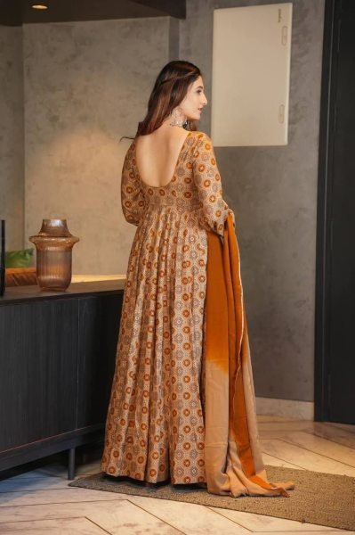 Designer Printed Full Flared Anarkali With Dupatta Anarkali Kurtis 