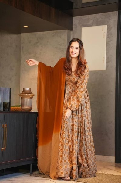 Designer Printed Full Flared Anarkali With Dupatta Anarkali Kurtis 