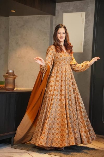 Designer Printed Full Flared Anarkali With Dupatta Anarkali Kurtis 