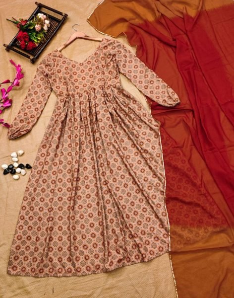 Designer Printed Full Flared Anarkali With Dupatta Anarkali Kurtis 