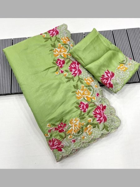 Designer Pure Tussar silk saree  With Embroidery  Work  Silk Sarees Wholesale