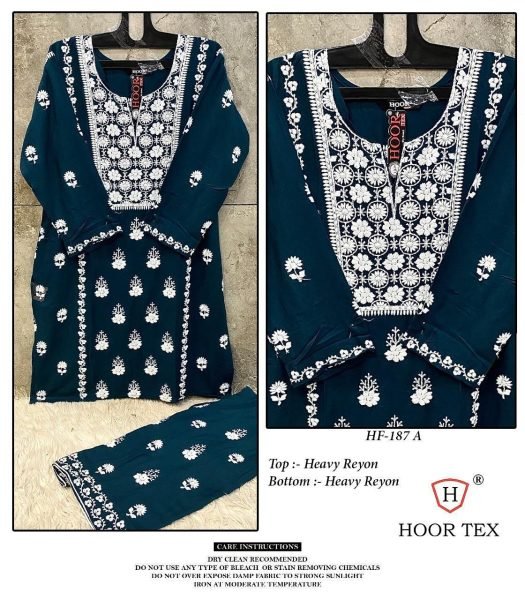 Designer Ready to-Wear Pakistani Suit Rayon with White Embroidery Pakistani Suits Wholesale