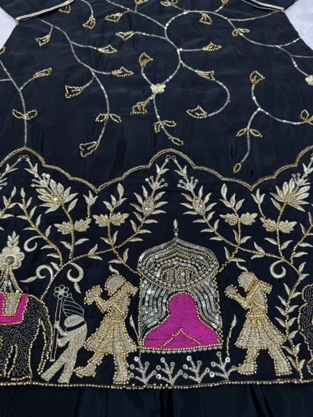 Designer Ready to Wear Suit Set Crepe Silk Fabric Thread Embroidery    Beadwork Wholesale Wedding Collection Ready To Wear Collection