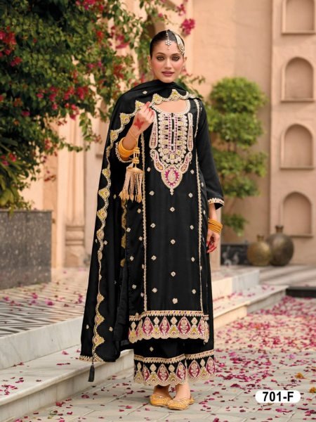 Designer Real Chinon Embroidered Party And Wedding Wear Suit Set with Dupatta At Lowest Price 