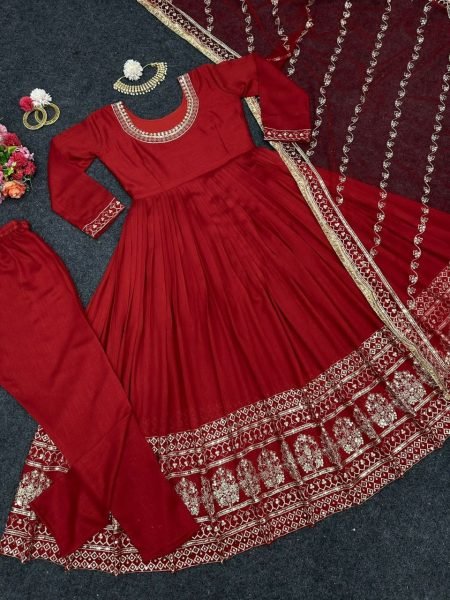 Designer Sequence Work Vanilla Silk Suit  Ready To Wear Collection