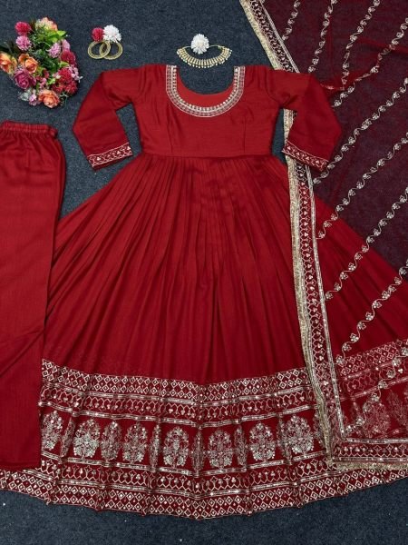 Designer Sequence Work Vanilla Silk Suit  Ready To Wear Collection