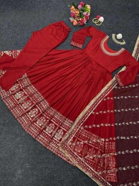 Designer Sequence Work Vanilla Silk Suit  Ready To Wear Collection