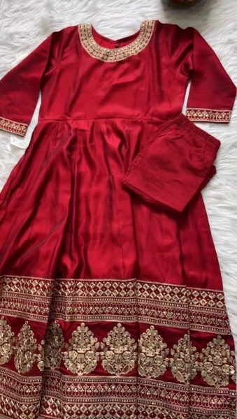 Designer Sequence Work Vanilla Silk Suit  Ready To Wear Collection