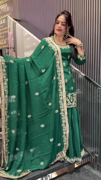 designer sharara palazzo suit in soft crepe sequin detailed dupatta for celebration looks Ready To Wear Collection