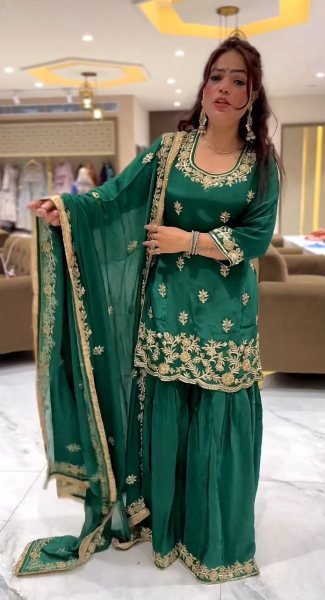 designer sharara palazzo suit in soft crepe sequin detailed dupatta for celebration looks Ready To Wear Collection