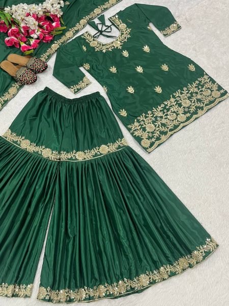 designer sharara palazzo suit in soft crepe sequin detailed dupatta for celebration looks Ready To Wear Collection