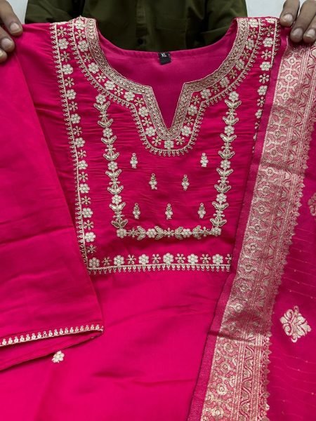 Designer Silk Kurti With Bottom And Dupatta  3 Piece Kurti Set