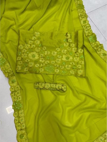 Designer Soft Georgette Saree  With Embroidery Work  Bollywood Fancy Sarees Wholesale