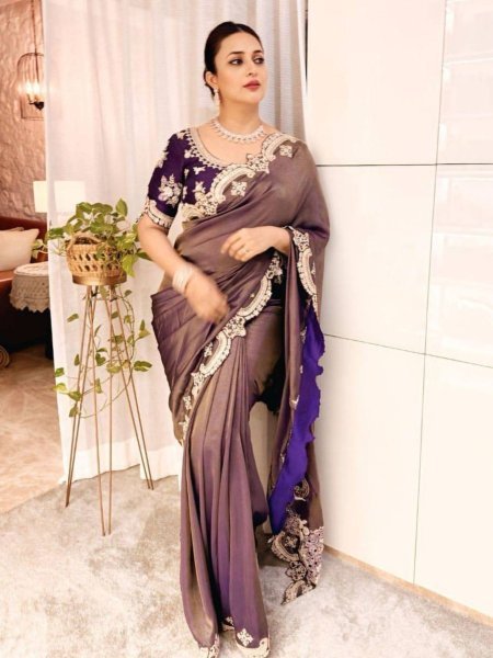 designer soft silk saree with scallop border premium zari embroidery look Sarees 