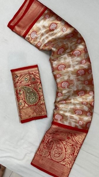 Designer Tissue Silk Saree With Meenakari And Rich Pallu Silk Sarees Wholesale
