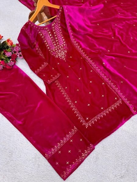 Designer Velevt with Thred Work With Sequnce Suit Collection  Ready To Wear Collection