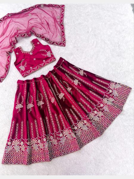 Designer Velvet Lehnga for Kids with embroidery work  Girls Wear