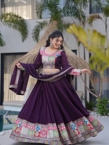 Designer Vichitra Silk Lehenga with Patchwork Border Factory Price Offer 