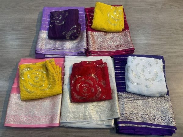 Designer Viscose Georgette Saree With Sequence And Embroidery Work  Georgette Sarees Wholesale