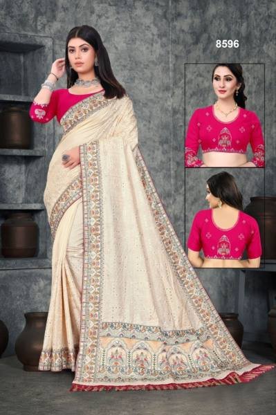 Designer Wedding Kanchipuram Silk Saree with Kashmiri Embroidery & Stone Work Designer Wedding Sarees Wholesale