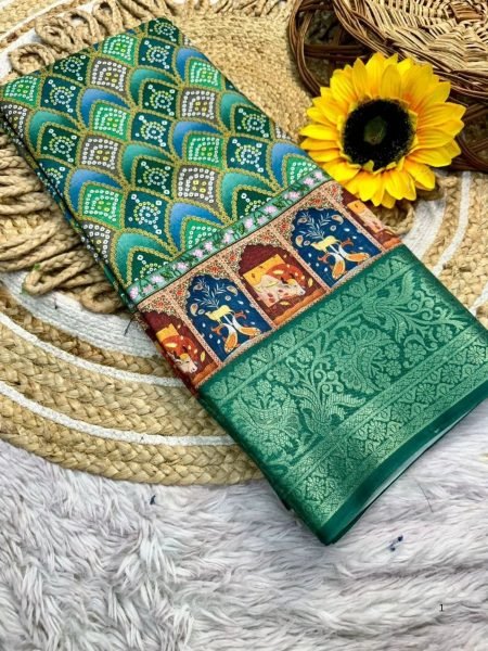 Digital Bandhani Sarees with Foil Mirror Border & Contrast Pallu At Manufacturer Rate Bandhej Sarees Wholesale