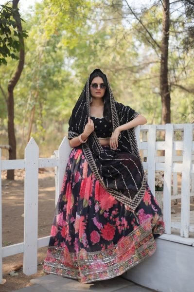 Digital Printed Faux Georgette Sequence Lehenga Choli  Designer Lehenga Choli