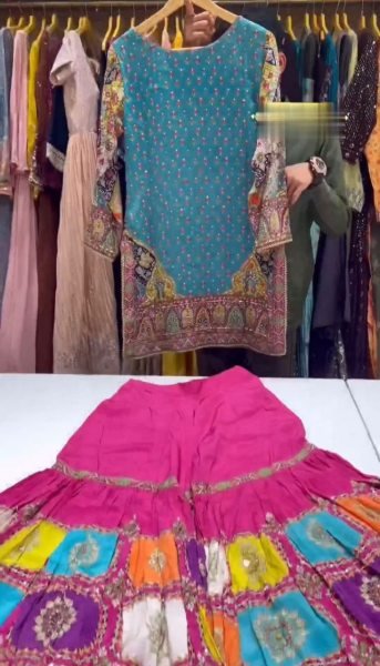 Digital Printed Sharara Set With Diamond Work Ready To Wear Collection
