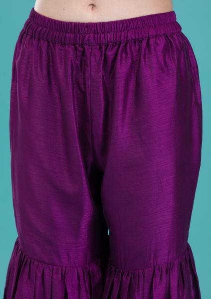 Diwali Special Purple Embroidery Sharara Set For Woman At Wholesale Rate Embroidery Kurtis 