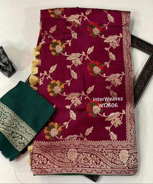 Dola Silk Saree With Meenakari   Zari Weaving   Silk Sarees Wholesale