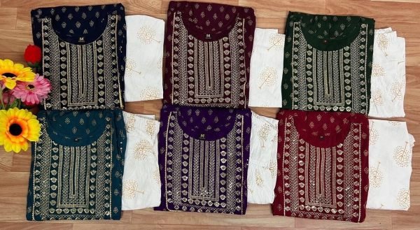 Dothi Patiyala in beatiful colour with Embroidery  Neak work  Tunics kurti