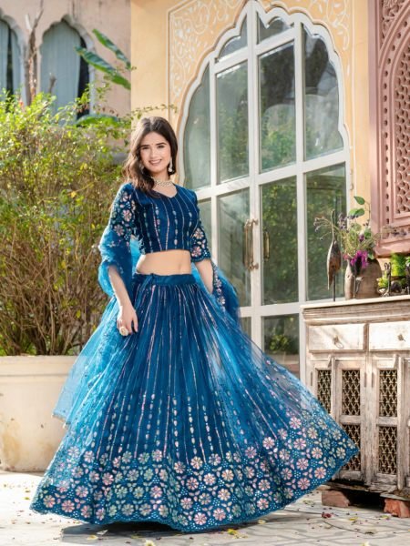Draped in Elegance Soft Net Lehenga Set with Sequin   Embroidery for Bridal Festive Edit Designer Lehenga Choli
